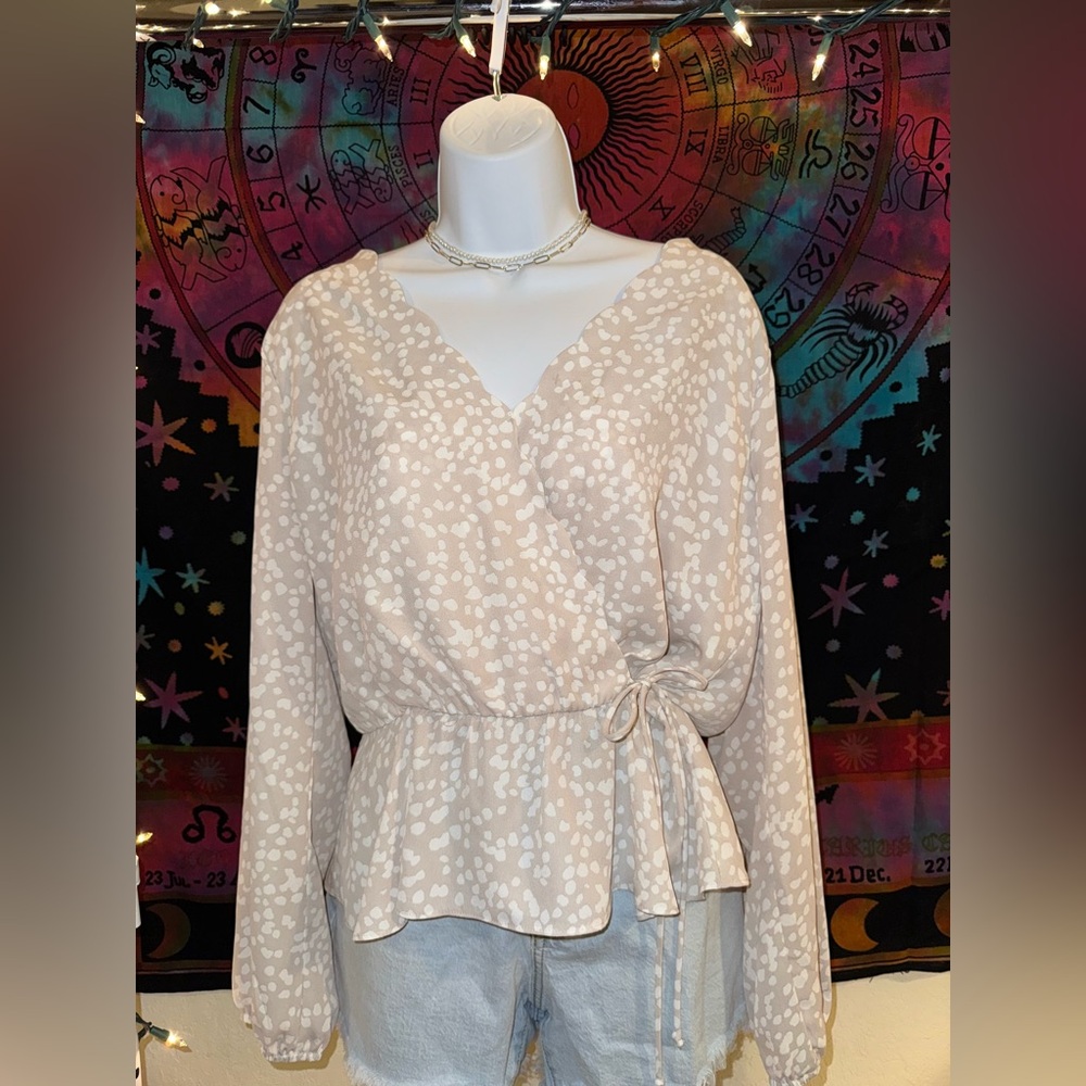 Elegant Beige Wrap Top